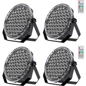 BETOPPER Ultra Slim DJ Par Light, 54x1W RGB LED Par Can with DMX512, Low Profile Stage & Uplighting Light, Remote & Sound Activated DJ Lights for Wedding Party Disco, 4 Pack