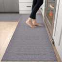 DEXI Kitchen Rugs Non Slip Washable, 24x36+24x72 Absorbent Floor Mats Thin, Soft Carpet Runner for Sink Laundry, Set of 2, Grey