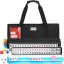 American Mahjong Tile Set, 166 White Tiles Mahjong Set, 4 Colors Mahjong Racks, Travel Mahjong Set with Black Carrying Bag