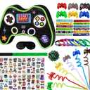 Video Game Pinata Set for Boy Kids Gamer Party with Controller Pinata, Straws, Bracelets, Stickers, Keychain, Confetti Tools for Party Decoration (Black)