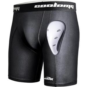 COOLOMG Mens Compression Shorts with Cup Athletic Sliding Underwear for Baseball Football MMA Lacrosse Field Hockey, Large