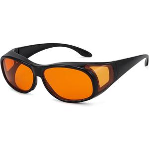 Eyekepper 100% Blue Light Reduction,Fitover Anti-Blue Blocking Computer Glasses with Extra Amber Lens (1804-black-100% Blue Light Blocking)