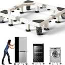 Chinchilla Heavy Duty All Stainless Steel Mobile Fridge Stand Base, Washing Machine Stand with Wheels, Adjustable Furniture Dolly for Washer, Refrigerator and Dryer