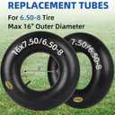 GICOOL 16x6.50-8, 16x7.50-8 Inner Tube, 2 Pack with TR-13 Valve Stem, Heavy Duty, for Mower Tractor Golf Cart Garden Trailer and More