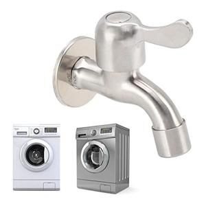 Laundry Tub Faucet, Single Cold Water Tap, Washing Machine Tub Tap Faucet Stainless Steel Wall Mounted Single Cold Water Tap with Bubbler and Water Valve