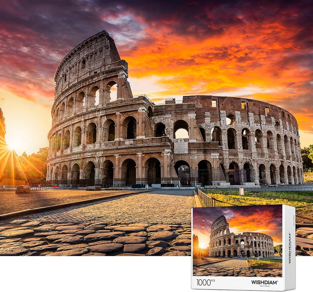 Jigsaw Puzzles 1000 Pieces  WISHDIAM Puzzles for Adults  Colosseum Rome Italy Nature Scenery Impossible Hard Difficult Challenging Puzzles for Home Decor Birthday Party Gifts Toy for Men Women