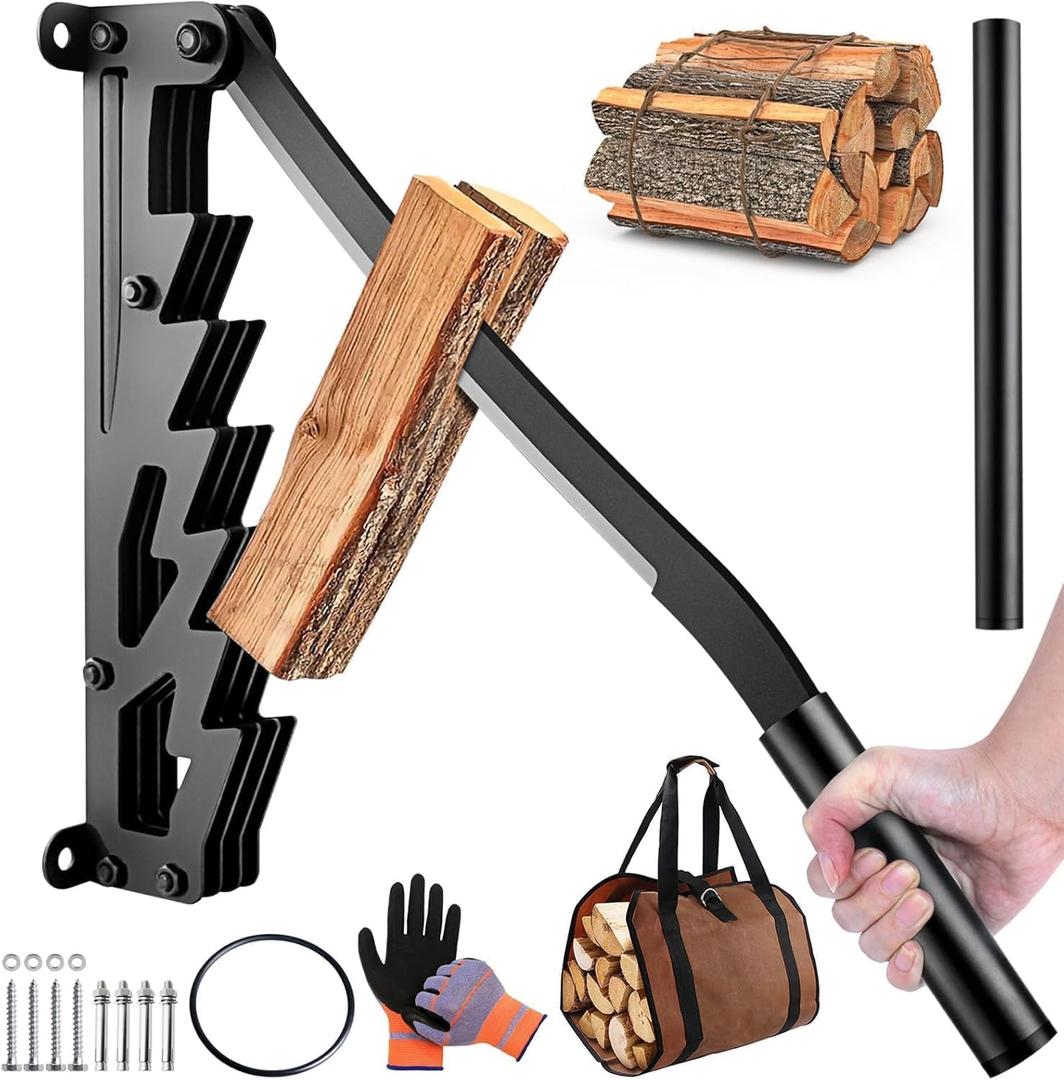 Wall Mounted Kindling Splitter, Manual Firewood Splitter Portable Log Splitter with Extended Handle, Wood Splitter for Soft Wood, Suitable for Indoor and Outdoor Use,  up to 13.8 inches in maximum length