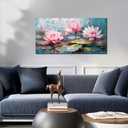 THRLVEART Lotus Bedroom Wall Decor for Women - Pink Flower Wall Decor for Bedroom - Modern Wall Art for Living Room Size 20" x 40"