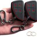 TANDRIVE 4-Button Key Fob Cover for 2023-2025 2026 Chevy Colorado Equinox Silverado GMC Canyon Sierra 2025 Honda Prologue, Silicone, 2-Pack, Red Button, Black