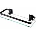 KES Bathroom Glass Shelf, Glass Floating Shelves Aluminum Black Extra Thick (Set of 3)