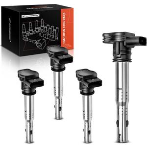 A-Premium 4PCS Ignition Coil Packs Compatible with Audi & Volkswagen Vehicles - 1.8L 2.0L 4.2L - A3 2006-2013, A4 2005-2016, A5 A6 Q3 TT Quattro allroad Beetle Golf Jetta Passat Tiguan Eos