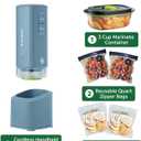 FoodSaver Mini Handheld Vacuum Sealer Machine with Marinate Setting & Charging Dock, Cordless Food Vacuum Sealer for Freezer, Storage, Sous Vide, Meal Prep, Blue