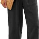 Black Linen Wide Leg Pants for Women, Beach Cover Up Palazzo Pant with Pocket, Summer High Waisted Pant Travel