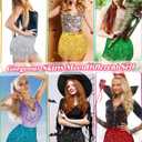 Sequin Skirt Sparkly Skirt Belly Dance Skirt Glitter Skirt Rave Sparkle Skirt Sequin Tassel Skirt Fringe Hip Scarf Women (Red)