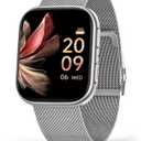 FITVII Health & Fitness Tracker (Answer/Make Calls), Smart Watch with 24/7 Heart Rate and Blood Pressure, Sleep Tracking, Blood Oxygen Monitor, 120+ Sport Modes Activity Tracker for Women Men (Silver)