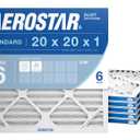 Aerostar 20x20x1 MERV 6 Air Filter, 6 Count, Actual Size (19.75 x 19.75 x 0.75), HVAC, Air Conditioning & Furnace Filter for Dust, Lint & Pollen Control (MPR 300 / FPR 3), Made in USA