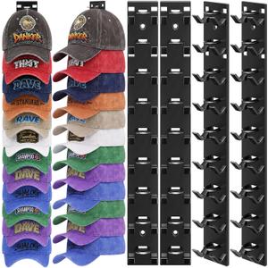 Hat Rack for Wall, 4 Pack Hat Organizer Storage for Baseball Caps, Hat Hanger Holder with Strong Adhesive & Drilling Screw for Closet, Bedroom, 36 Hats