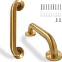 Rackickyer Shower Grab Bar, 2 Pack 12 Inch Gold Bathroom Safety Bar, 1.25" Diameter 304 Stainless Steel Grab Bars for Bathtubs and Showers, Handicap Shower Grab Bar for Seniors Elderly