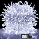 kemooie 500 LED Christmas Lights, 164FT 8 Lighting Modes Plug in Waterproof Extra Long Fairy Lights for Outdoor Christmas Tree Lights Birthday Wedding Party Garden Balcony Decoration (White)