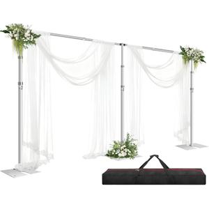 10x20ft Pipe and Drape Backdrop Stand Kit, Heavy Duty Adjustable Backdrop Frame with Flat Base for Photo Studio, Wedding, Party, Event Decoration