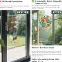 Hand-Painted Sunflower & Butterfly Stained Glass Suncatcher, 6.3'' Round Window Hanging, Ripple-Textured Bird Safe Glass, Gift for Mom Grandma, Decor for Kitchen Living Room Porch Patio