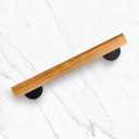 Wooden Handrail with Black Mounting Brackets, Hand Railings for Stairs Indoor Outdoor, Sturdy Safety Wall Mount Support, Non-Slip Staircase Handrail for Home Garden Corridor, Non-Slip Grip