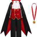 Vampire Costume for Boys Scary Halloween Red Vampire Costume for Kids Size 8-10 Y
