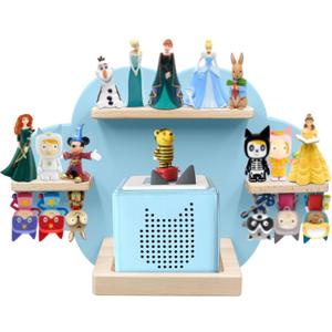 for TonieBox and Tonie Shelf Cloud, Tonies Storage for 12-20 Tonie Figures Characters Magnetic Wall Shelf for Tonies Toniebox, Charging Station (Blue-Without Box Holder)
