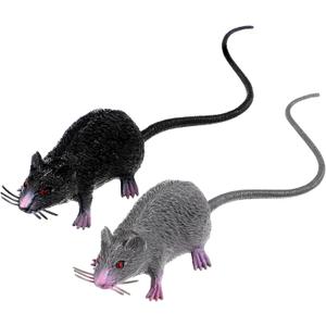 LUOEM 2pcs Lifelike Fake Mouse Realistic Mice Spooky Rat Halloween Prank Toy Creepy Halloween Party April Fool's Day Decorations M (Black, Gray)