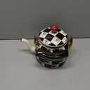 Checkered Tea Kettle with Heat-Resistant Handle, Black and White Pattern - 2.4 qt.