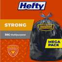 Hefty Strong 30 Gallon Trash Bags, Large Trash Bags 30 Gallon Size, Durable Drawstring Enclosure, Resists Punctures, Leaks, and Tears, Black, Unscented, 56 Bags