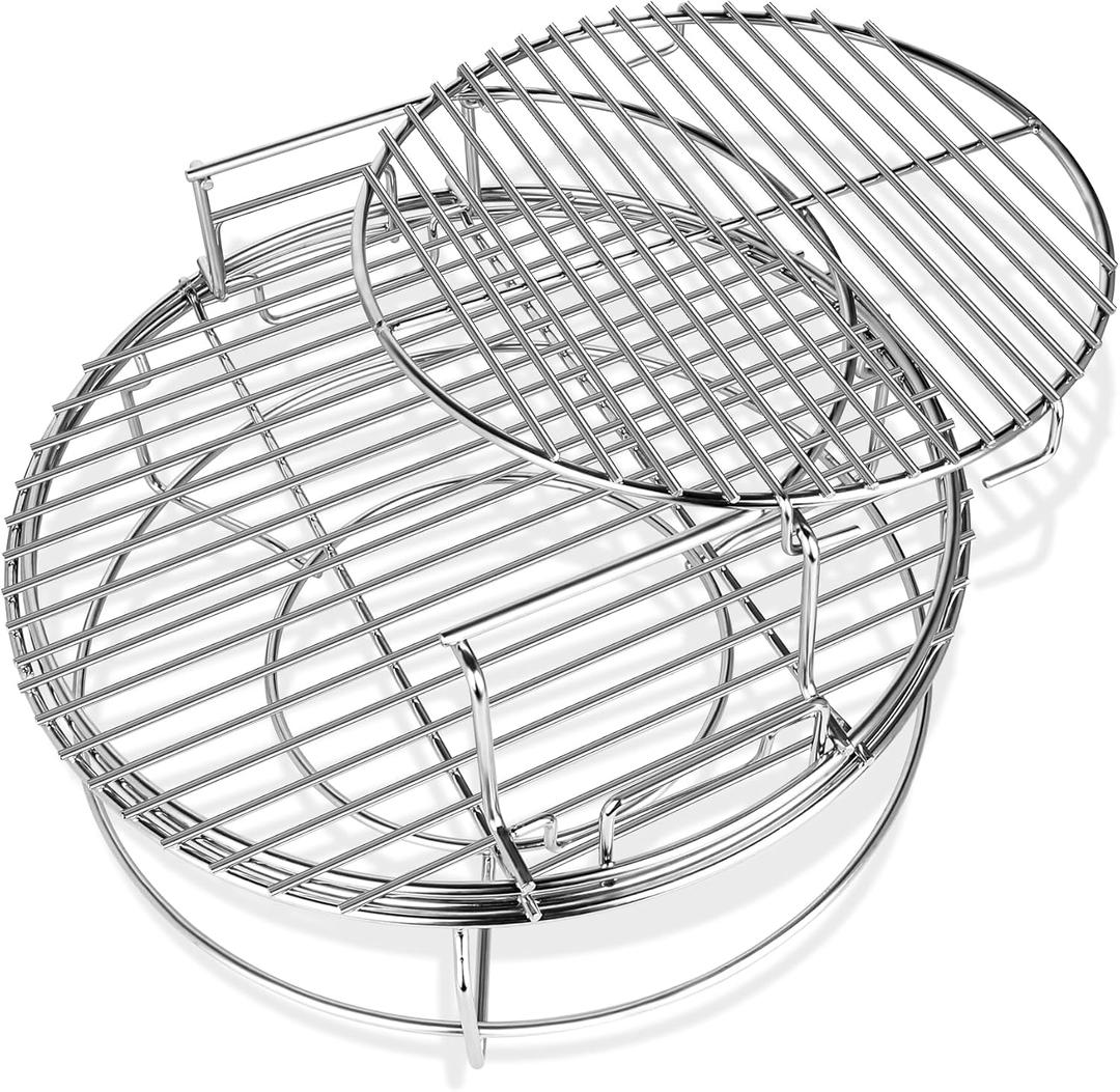 Eggspander for Medium Big Green Egg M Accessories BGE Parts Multi-Level Expander Grill Rack Conveggtor Basket Grate Riser Cooking Extender Stainless Steel Smoking Rib Turkey Pizza Shelf