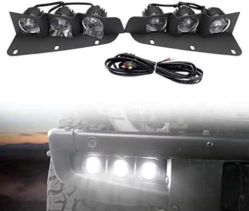HAKA TOUGH LED Fog Lights for 2021 2022 2023 2024 2025 Ford Bronco 2/4-Door, Front Lower Bumper Fog Light Kit with Bracket, White Daytime Running Light Assemble Accessories, 2PCS