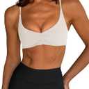 LASLULU Womens Sexy Sports Bra Spaghetti Strap Backless Bra Workout Gym Yoga Bras Tops Padded Sport Bras (White, S)