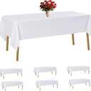 6 Pack White Tablecloth 60 x 120 Inch Table Cloth for 8 Foot Rectangle Tables, Wrinkle Resistant Washable Polyester Fabric Table Covers for Party, Wedding,Dining,and Banquet