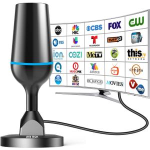 2025 Digital TV Antenna for Smart Tv Indoor Antenna for TV Without Cable, 360 Reception HDTV Antennas for Local Channels with Strong Magnetic Base Supports 4K 1080P -10ft Thick Coax Cable (157BL-N)