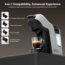 KOTLIE EM-308B Espresso Machine, Single Serve Coffee Maker Compatible with Multiple Capsule Types, Ground Coffee, and ESE Pods, 3 Temperatures, 7 Water Volume Levels, 34 OzWhite
