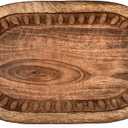 Kaizen Casa Decorative Bowl Mango Wood for Home Decor, Unique Centerpiece Bowl, with Hand Carved Vertical Stripes for Home Decor, Bathroom, Kitchen Counter, & More (10" x 6" x 2")