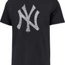 47 MLB Men's Team Color Distressed Imprint Primary Logo Wordmark Short Sleeve Baseball T-Shirt (US, Alpha, XX-Large, Regular, Regular, Navy Blue, New York Yankees)