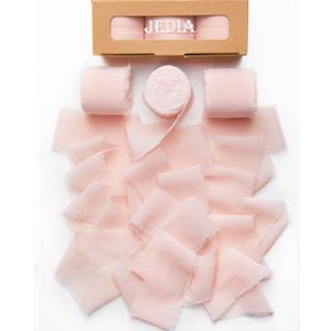 Mothers Day Ribbon, 3 Rolls 1 1/2 inch x 7Yd Blush Pink Flower Ribbon for Flower Bouquet/Gift Wrapping, Chiffon Ribbons for Crafts, Wedding, Bouquet Wrap, DIY Crafts (3 Rolls, 1.5*21YD)