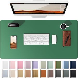 YSAGi Leather Desk Pad Protector, Office Desk Mat, Large Mouse Pad, Non-Slip PU Leather Desk Blotter, Laptop Desk Pad, Waterproof Desk Writing Pad for Office and Home (Jade Green, 31.5" x 15.8")