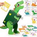6 x Dinosaur Valentines Day Box and Cards for Kids School, Valentines Day Gifts for Kids with Valentine Dino Card for Classroom Exchange, Party Favor (1 Dinosaur Box, 32 Valentine Cards, 1 Teacher Card)