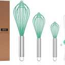 OYV Teal Silicone Whisk, Professional Silicone Whisks For Cooking Non Scratch, Stainless Steel & Silicone Wisk,Plastic Rubber Whisk Tool for Nonstick Cookware Pans, Silicon Wisks Set of 2, Aqua