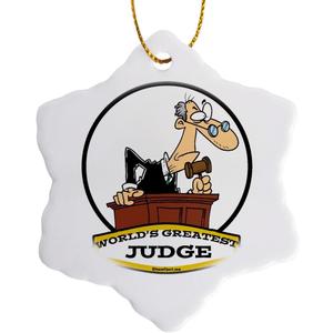 3dRose Funny Worlds Greatest Judge Occupation Job Cartoon - Snowflake Ornament, Porcelain, 3-Inch (ORN_103292_1)