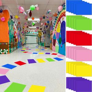 Colorful PVC Floor Stickers 30 Pcs, Candy Land Themed Floor Decals, Princess Candy Land Runway Hallway Rug for Classroom Pathway Birthday Party Decorations(11.7 x 8.3 Inch)