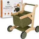 Kids Shopping Cart & Wooden Baby Walker  Baby Doll Stroller for Toddlers 1-3, Push Toy Walker, Montessori Toddler Walking Toy & Baby Shopping Cart  Durable Toddler Walker Push Toy