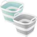 2 Pack Collapsible Ice Bucket with 2.77 Gal / 10.5L Each, Foldable Bottle Drink Cooler for Wine, Beer and Champagne, Space Saving Tub for House Cleaning, Outdoor Waterpot for Garden or Camping