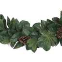 Puleo International 6 ft x 9" Garland with Magnolia Leaves & Pine Cones