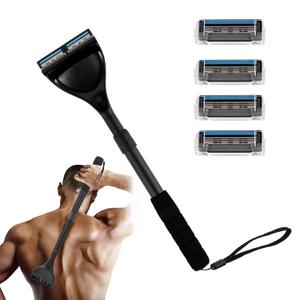 EASACE Updated Back Shavers for Men,Back Hair Shaver for Men with Safety Blade,Back & Body Hair Trimmer,Long Handle 21 Inch Adjustable, Curved DIY Shaver