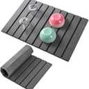 Stone Drying Mat for Kitchen Counter, Large Dark Gray Foldable Diatomaceous Earth Dish Drying Mat, Quick-Dry Absorbent Bath & Countertop Mat for Dishes Bottles Cups 23"x15.3"